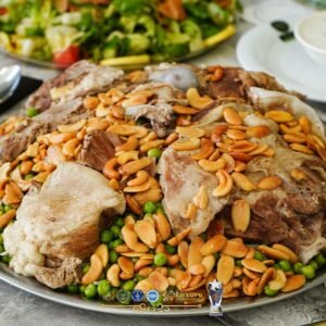 One plate of Mansaf with rice and lamb for 10 people